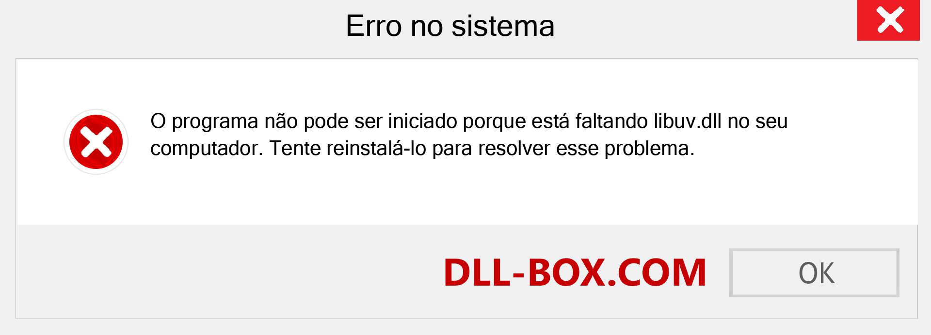 Arquivo libuv.dll ausente ?. Download para Windows 7, 8, 10 - Correção de erro ausente libuv dll no Windows, fotos, imagens